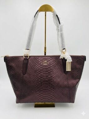 Coach Ava Tote in Metallic Snake Embossed Leather